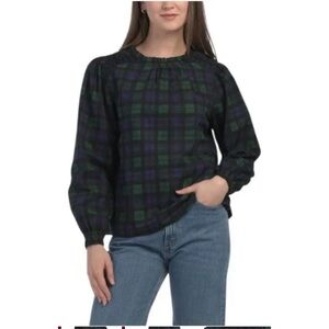 NWT - Lea Blackwatch Plaid Long Sleeve Top M